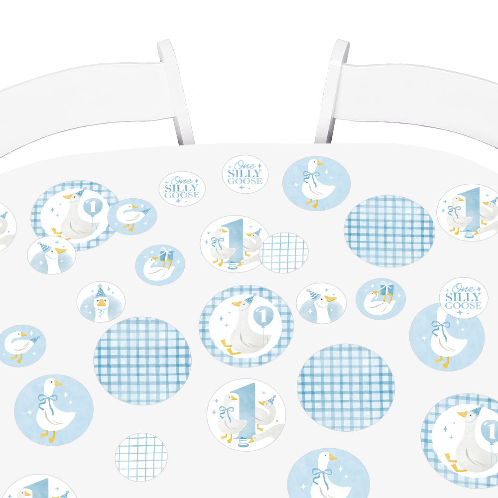 Set of 27 One Silly Goose blue giant confetti circles in three sizes