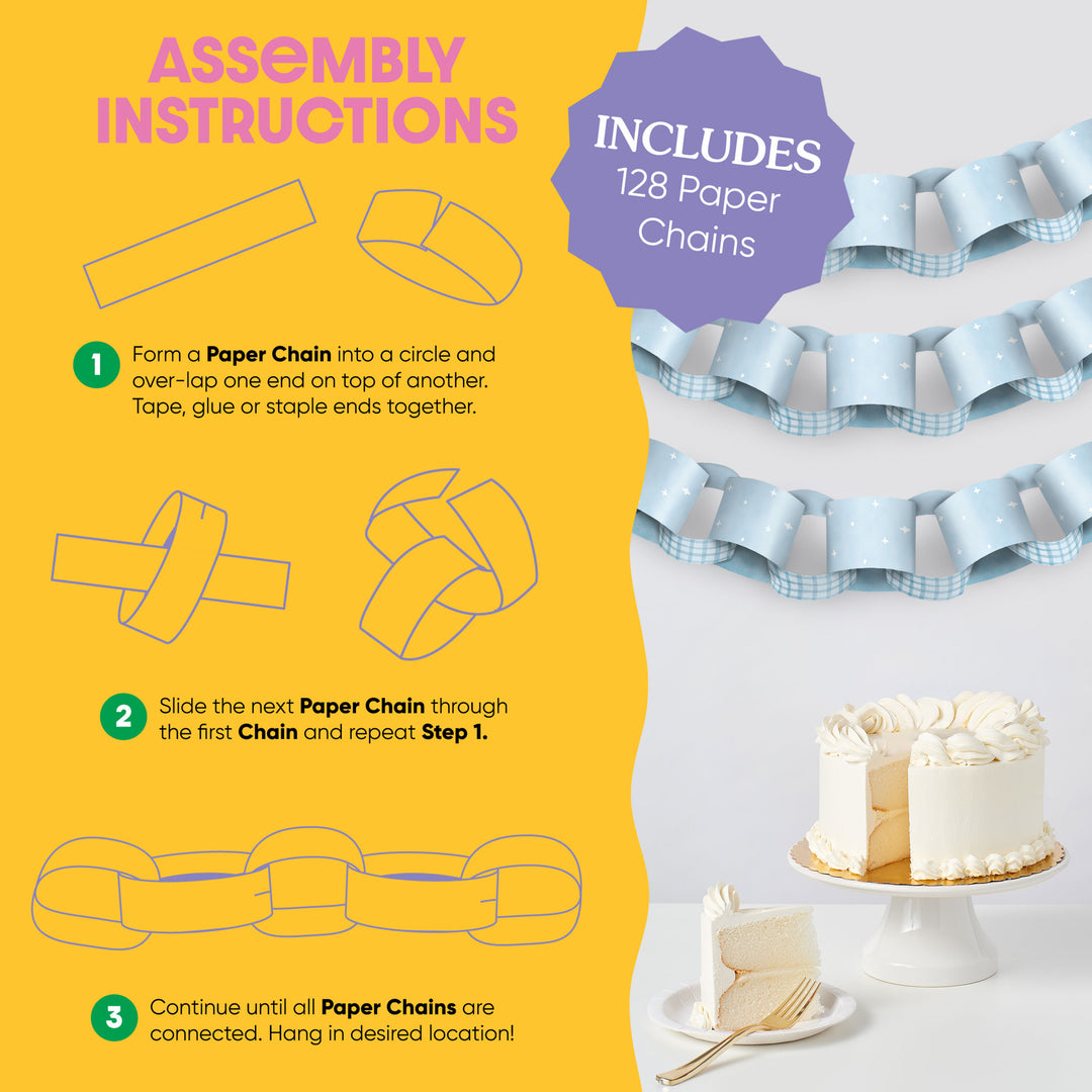 One Silly Goose Blue Paper Chains - 128 Pc