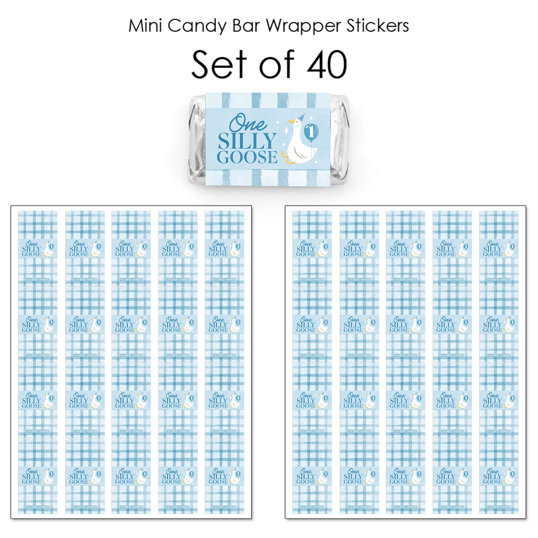 One Silly Goose mini candy bar wrapper stickers showing set of 40 labels