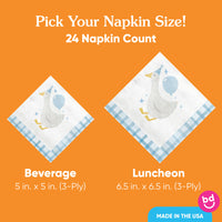 24-count pack of One Silly Goose blue napkins