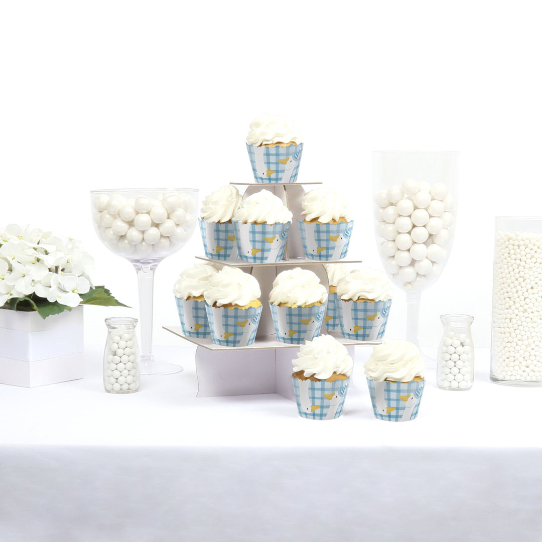 One Silly Goose blue cupcake wrappers showing 12 decorative paper wraps