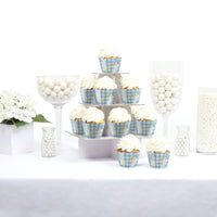 One Silly Goose blue cupcake wrappers showing 12 decorative paper wraps