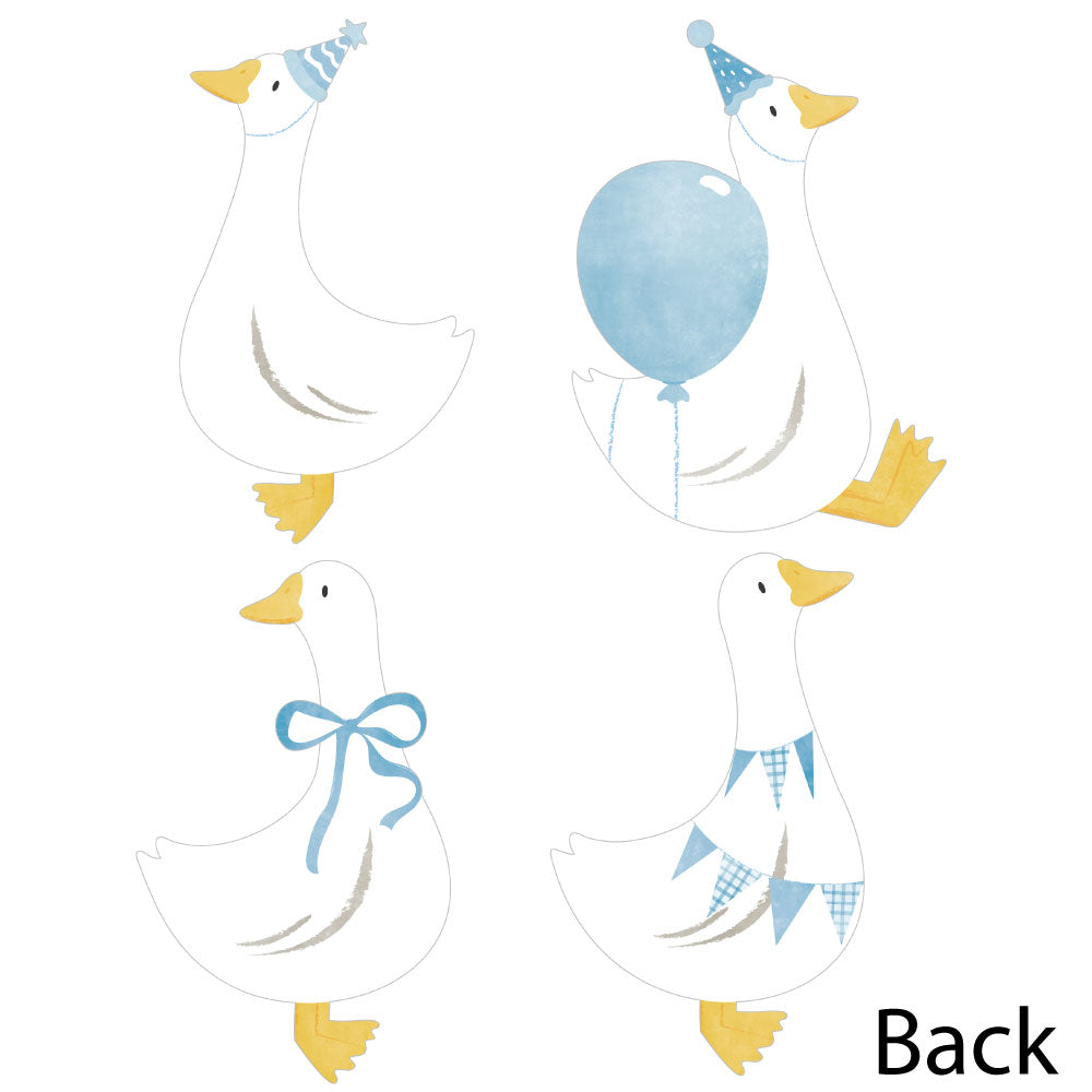 Double-sided One Silly Goose cutout showing matte back for writing baby shower wishes