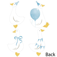 Double-sided One Silly Goose cutout showing matte back for writing baby shower wishes