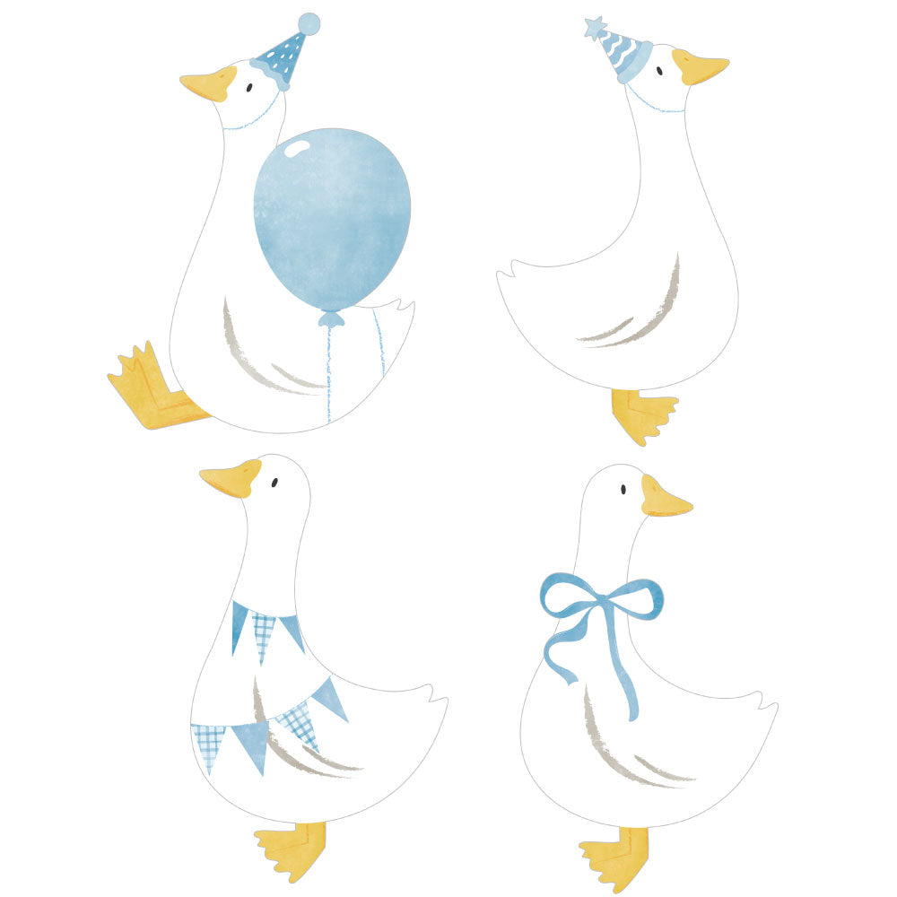 One Silly Goose blue goose cutouts party decorations for boy’s first birthday