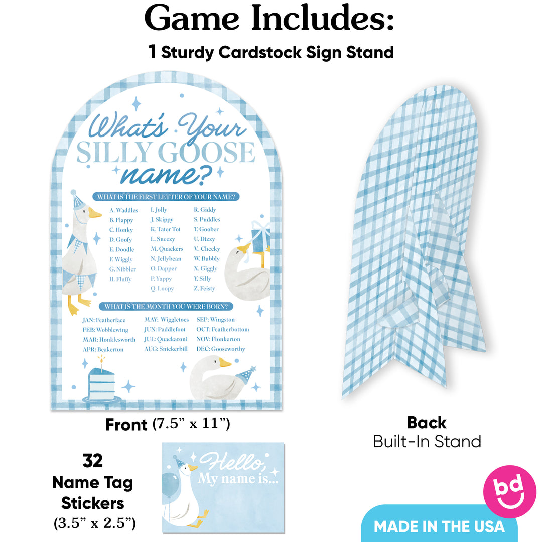 One Silly Goose Blue What's Your Name Party Game