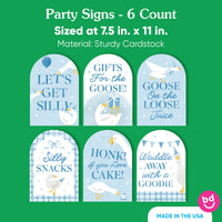One Silly Goose Blue Party Signs Set - 6 Ct