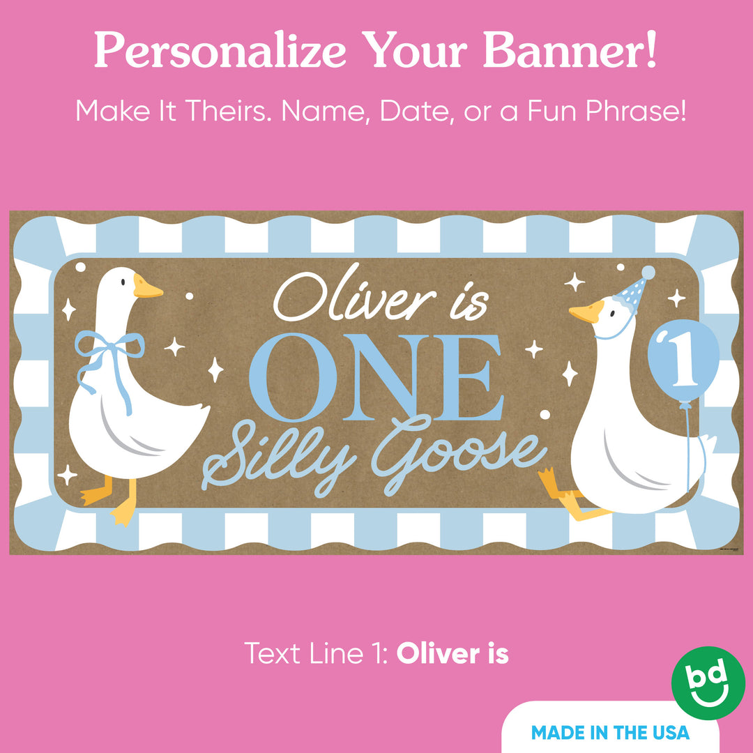 Custom baby name printed on first birthday banner