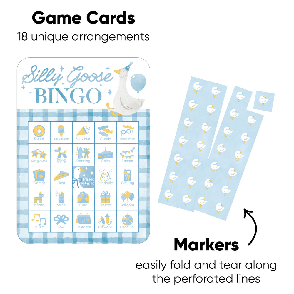 One Silly Goose Blue Bingo Game - 18 Ct