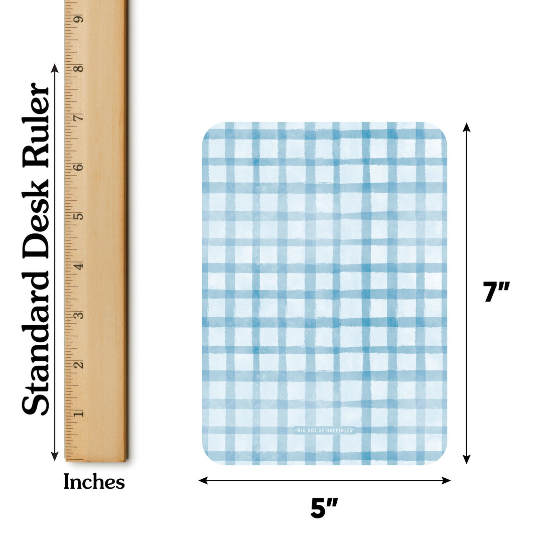 Silly Goose bingo card back showing blue gingham pattern