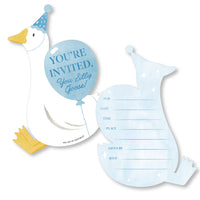 Silly Goose shaped birthday invitations with envelopes
