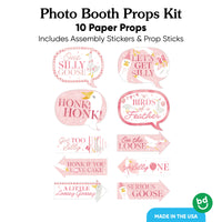 Pink goose themed photo booth props for girl’s first birthday celebration
