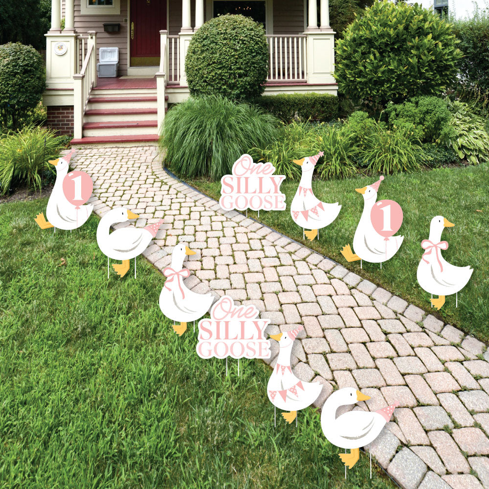 One Silly Goose Pink Yard Signs - 10 Ct
