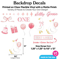 Custom Text Pink One Silly Goose Backdrop Decals