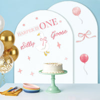 Custom Text Pink One Silly Goose Backdrop Decals