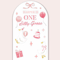 Custom Text Pink One Silly Goose Backdrop Decals