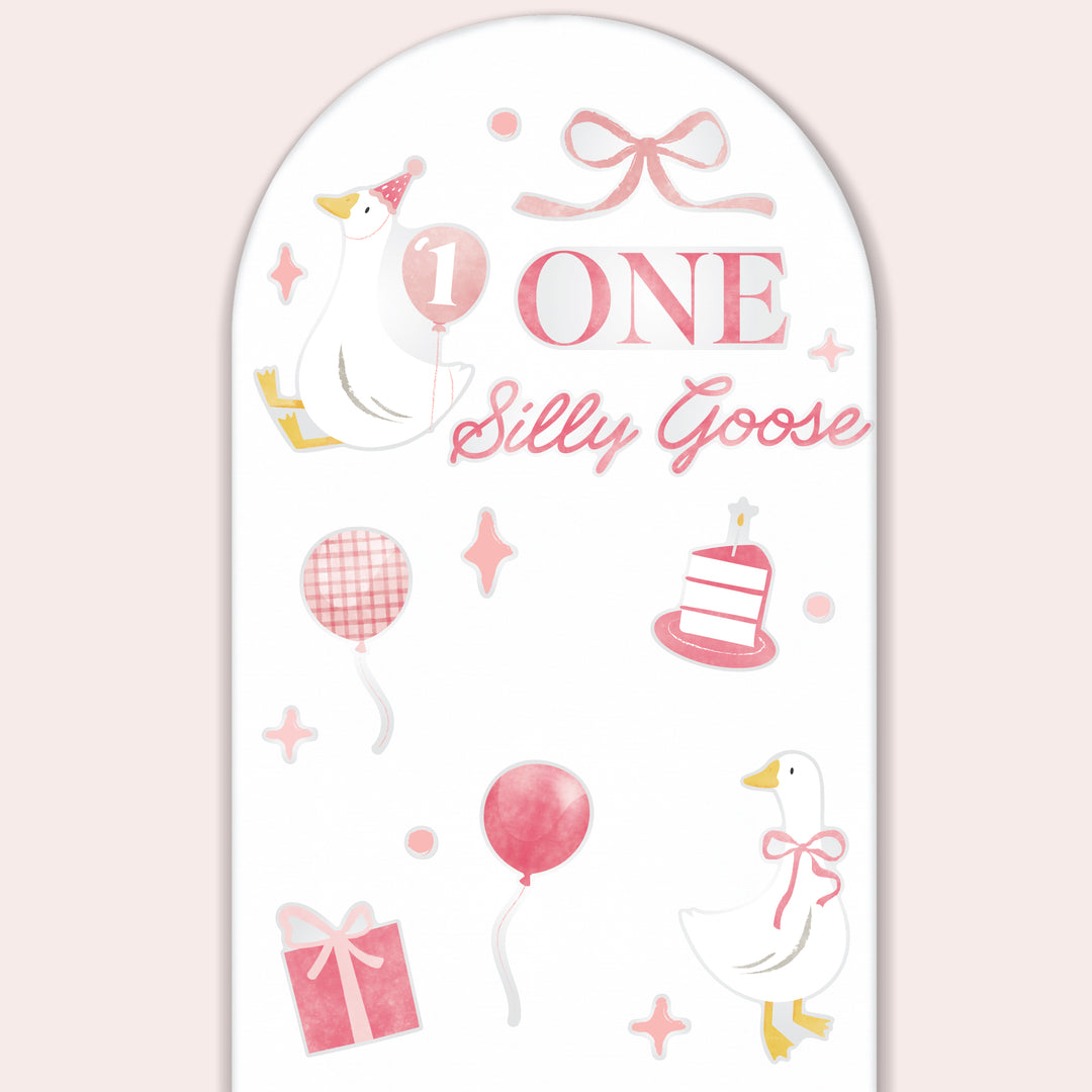 Pink One Silly Goose Backdrop Decals