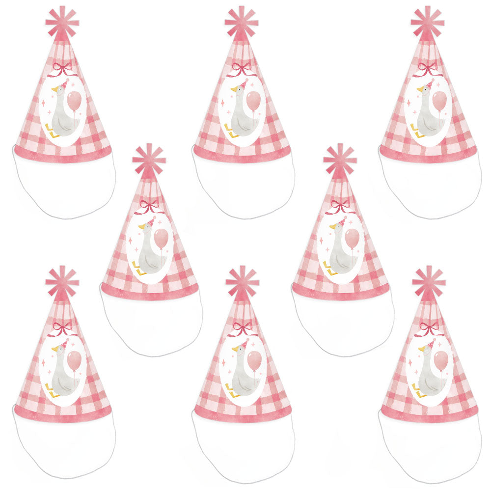 One Silly Goose Pink Cone Party - Set of 8 (Standard Size)