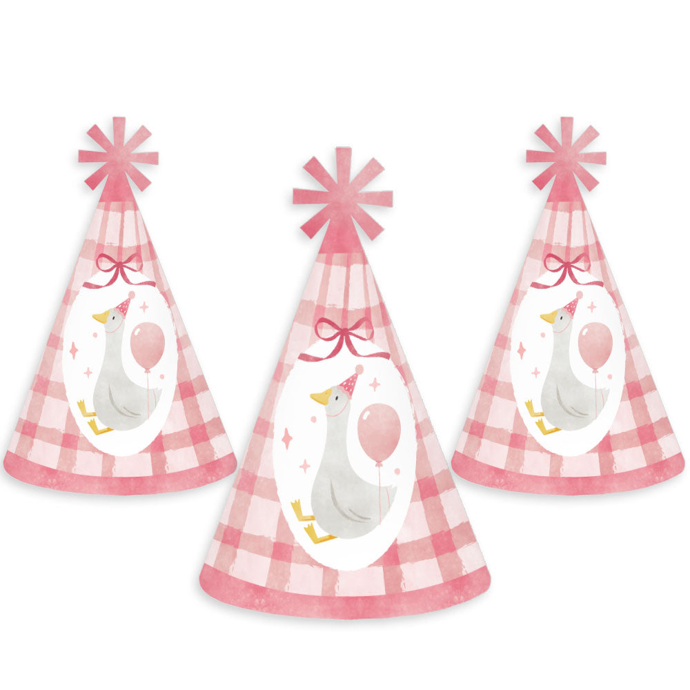 One Silly Goose Pink Cone Party - Set of 8 (Standard Size)