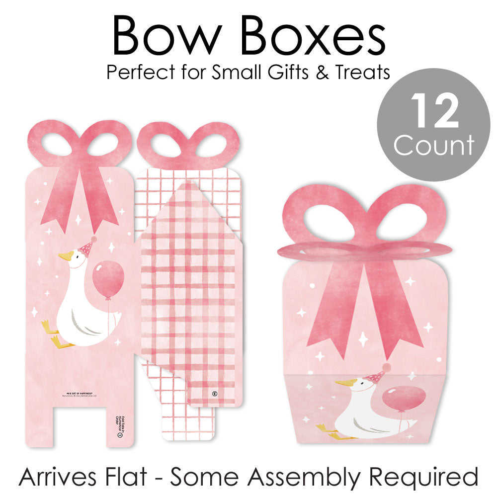 One Silly Goose Pink Bow Boxes - 12 Ct