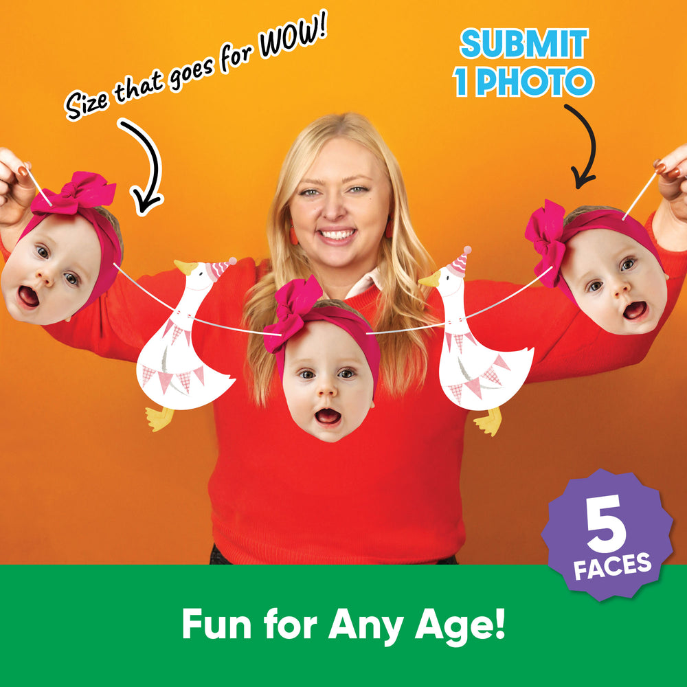 Custom Face Garland Banner - One Silly Goose Pink