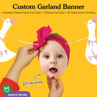 Included face and goose cutouts with white satin cording