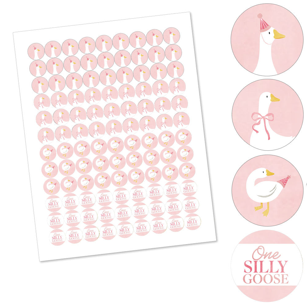 One Silly Goose Pink Candy Stickers - 1 Sheet of 108