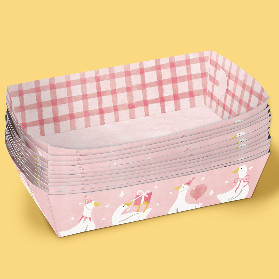 Silly Goose food tray close-up with gingham pattern