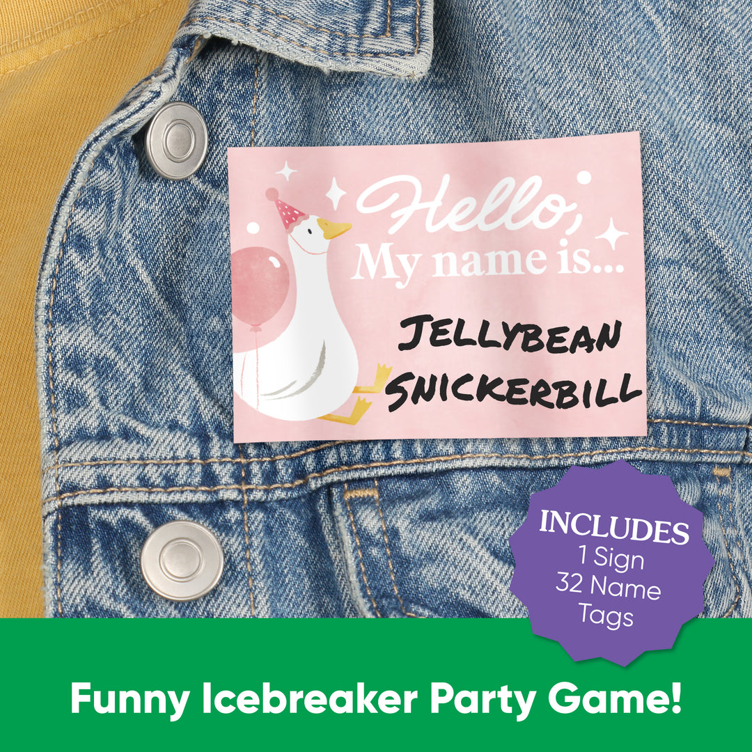 One Silly Goose Pink What's Your Name Party Game