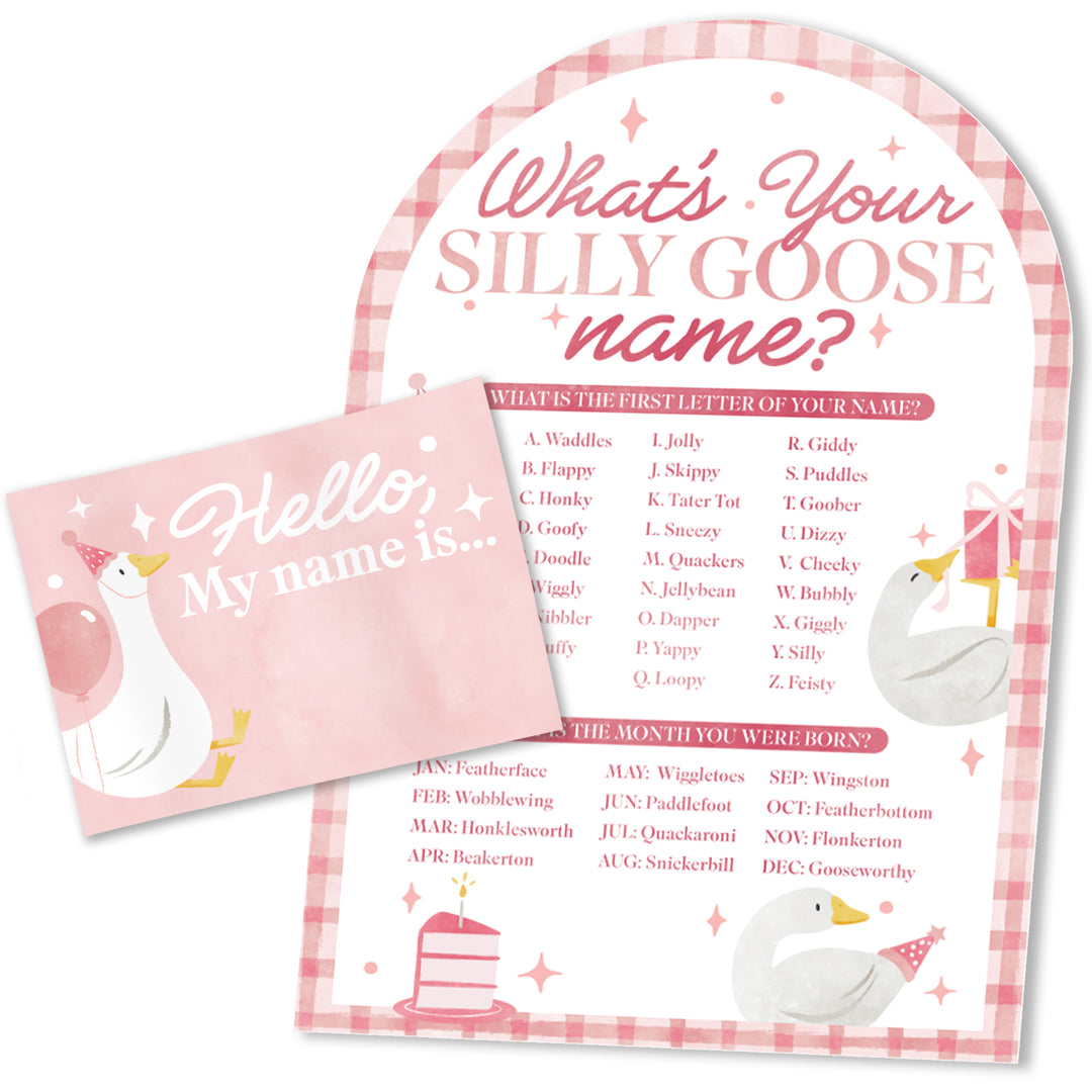 One Silly Goose Pink What's Your Name Party Game