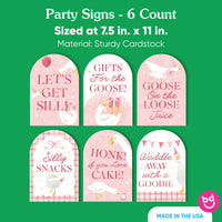 One Silly Goose Pink Party Signs Set - 6 Ct