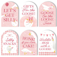 One Silly Goose Pink Party Signs Set - 6 Ct