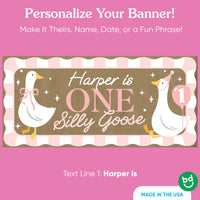 Custom baby name printed on first birthday banner