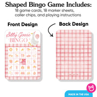 Pink goose themed picture bingo game printed on sturdy cardstock