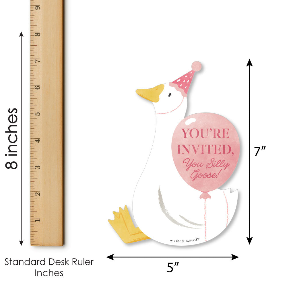 One Silly Goose Pink Shaped Fill-In Invitations - 12 Ct