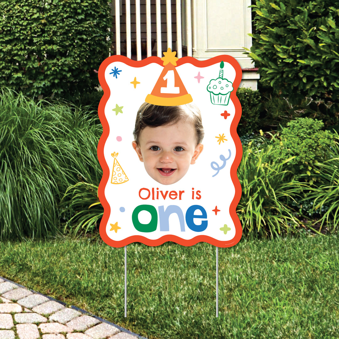 Custom Face One is Fun Photo Yard Sign