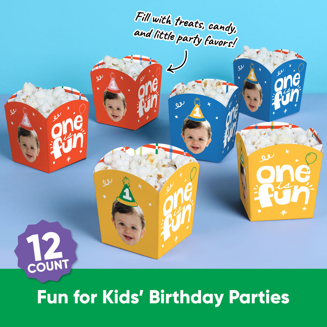 Custom Face One is Fun Treat Boxes - 12 Ct