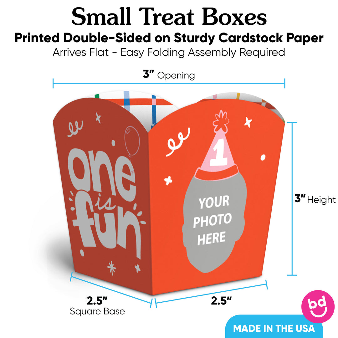 Custom Face One is Fun Treat Boxes - 12 Ct