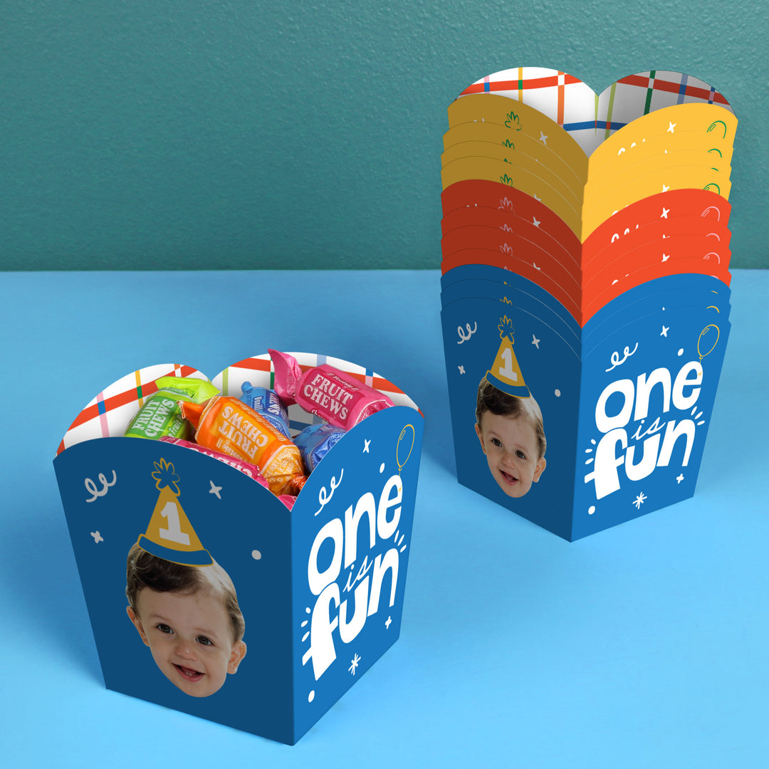 Custom Face One is Fun Treat Boxes - 12 Ct