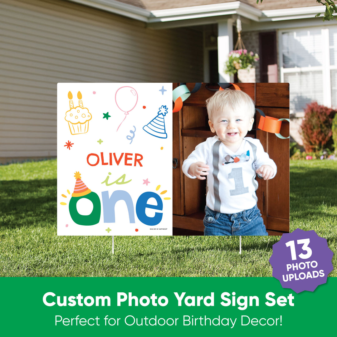 Custom Photo One is Fun 1st Birthday Party Yard Sign Set
