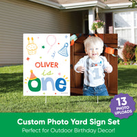 Custom Photo One is Fun 1st Birthday Party Yard Sign Set