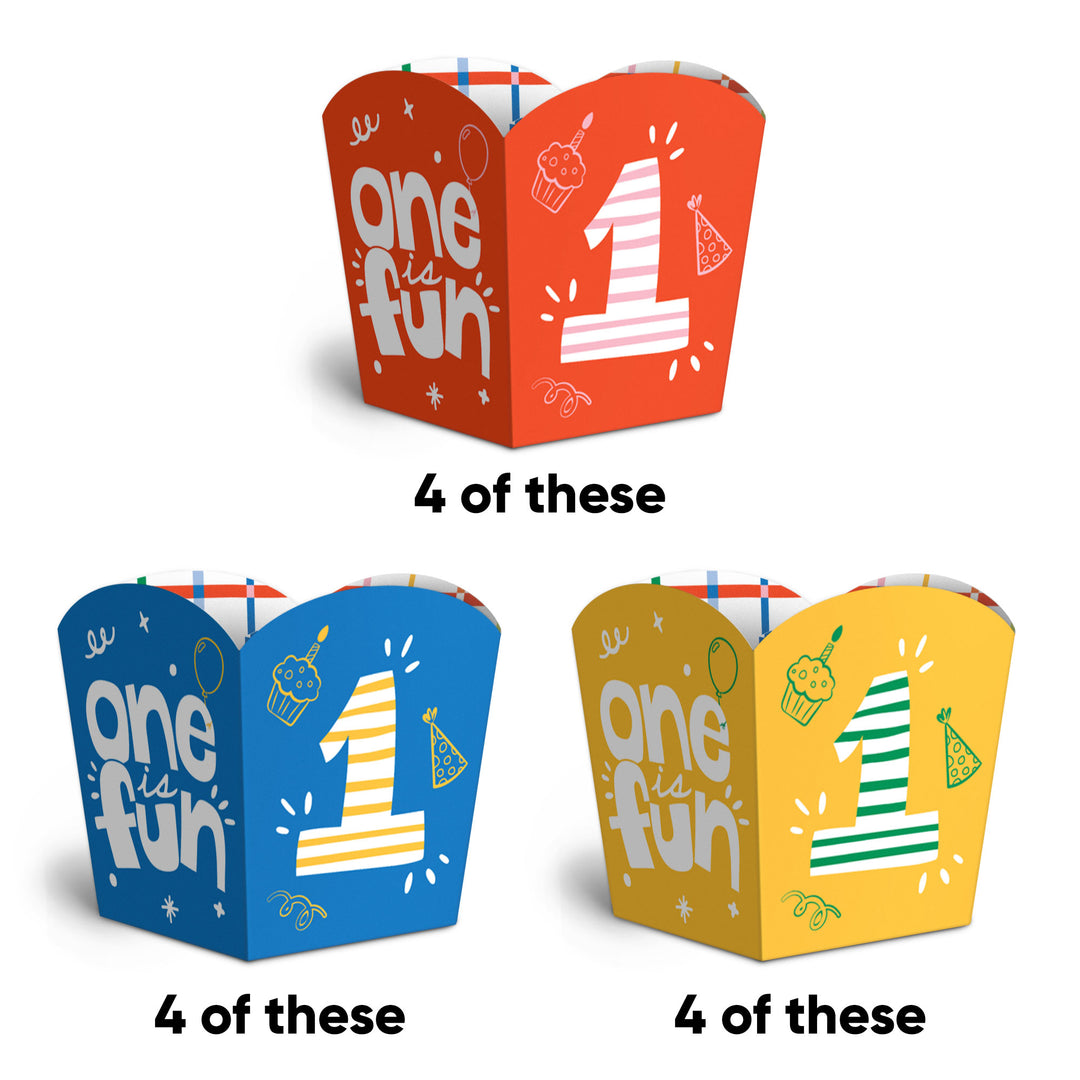 One is Fun Treat Boxes - 12 Ct