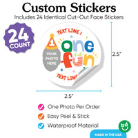 Custom Face Round Stickers - One is Fun - 24 Ct