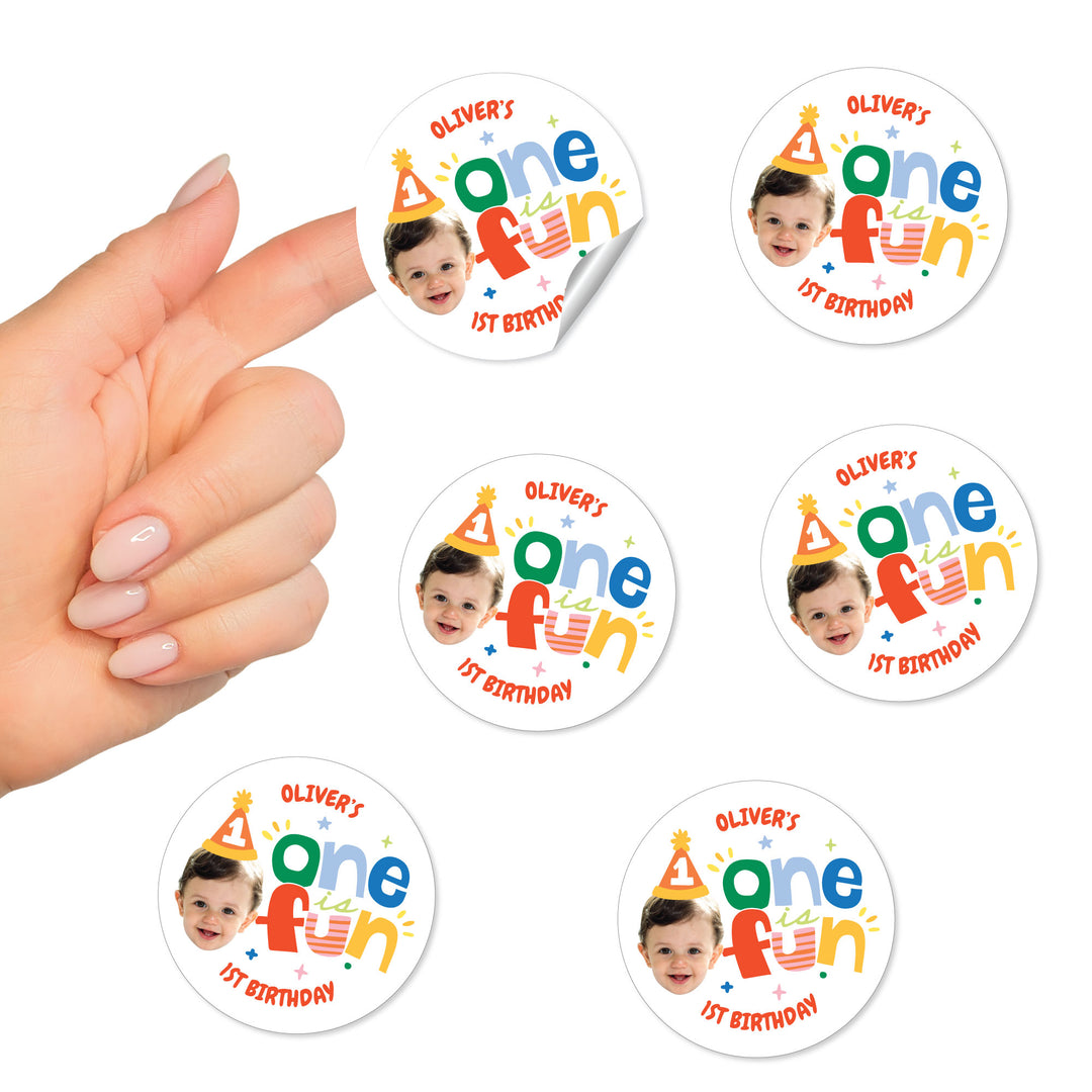 Custom Face Round Stickers - One is Fun - 24 Ct
