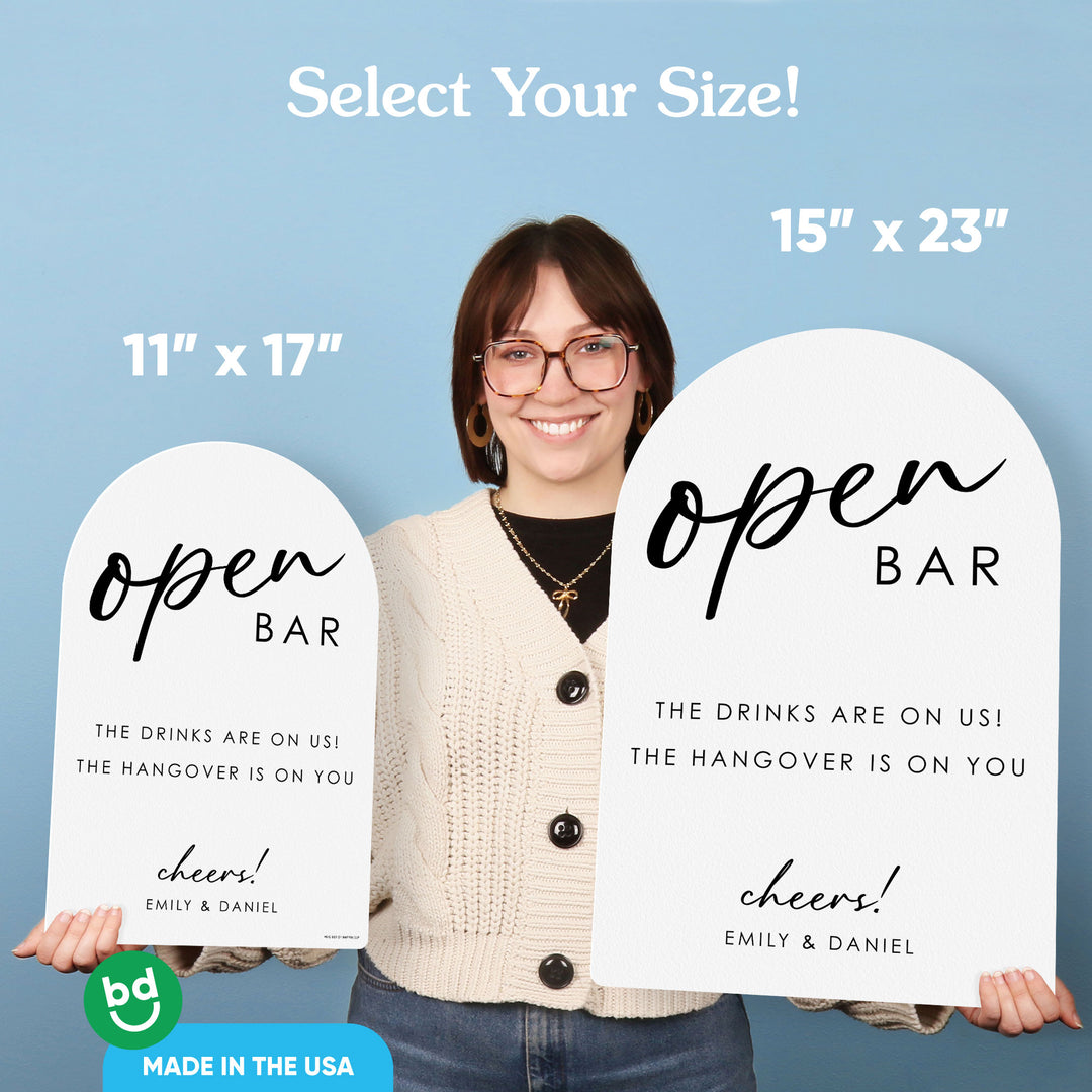 Personalized Open Bar Wedding Sign (Select Your Size)