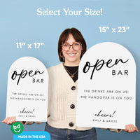 Personalized Open Bar Wedding Sign (Select Your Size)