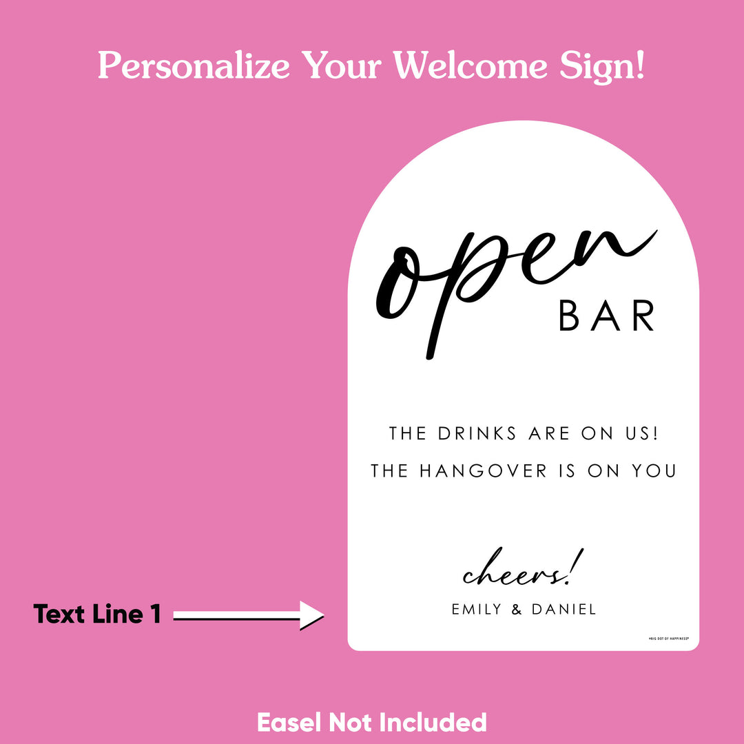Personalized Open Bar Wedding Sign (Select Your Size)