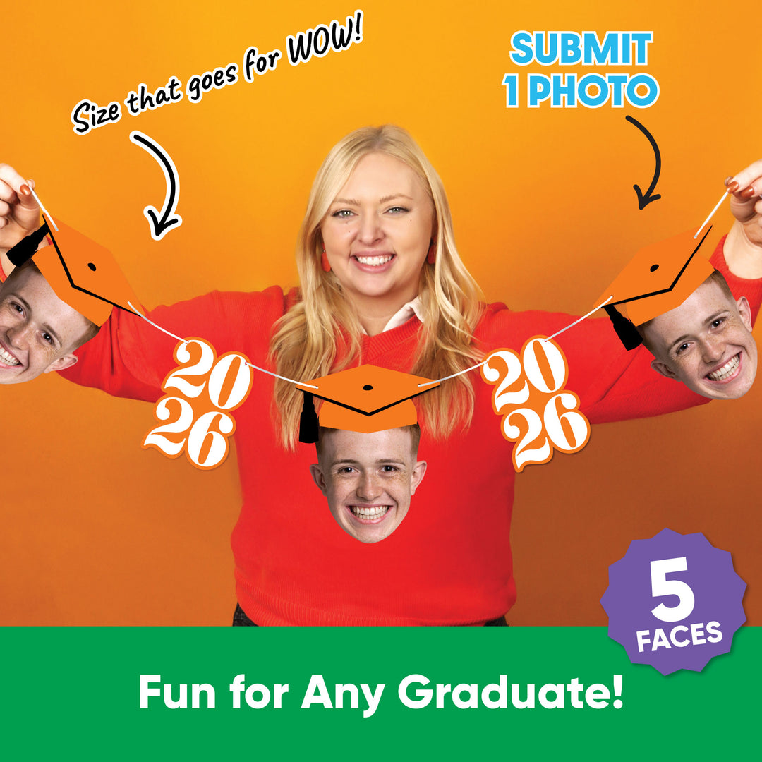 Set of five custom face cutouts and orange number pieces
