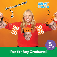 Set of five custom face cutouts and orange number pieces