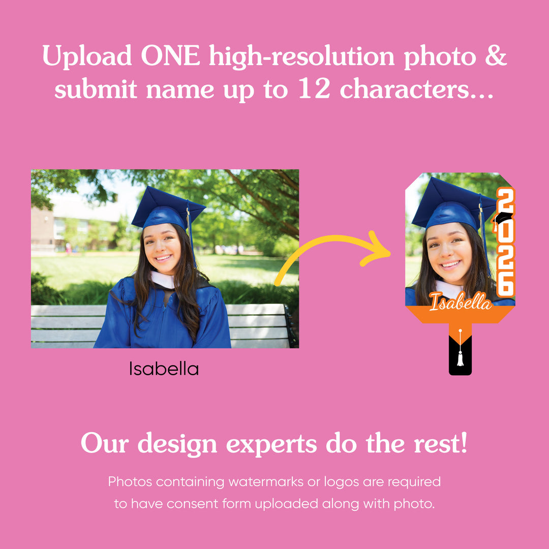 Custom Grad Orange Photo Paddle 1, 3, 6, or 12 Ct